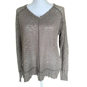 Ripcurl Lightweight Sweater Size Small Long Sleeve Semi Sheer Grays with Brown